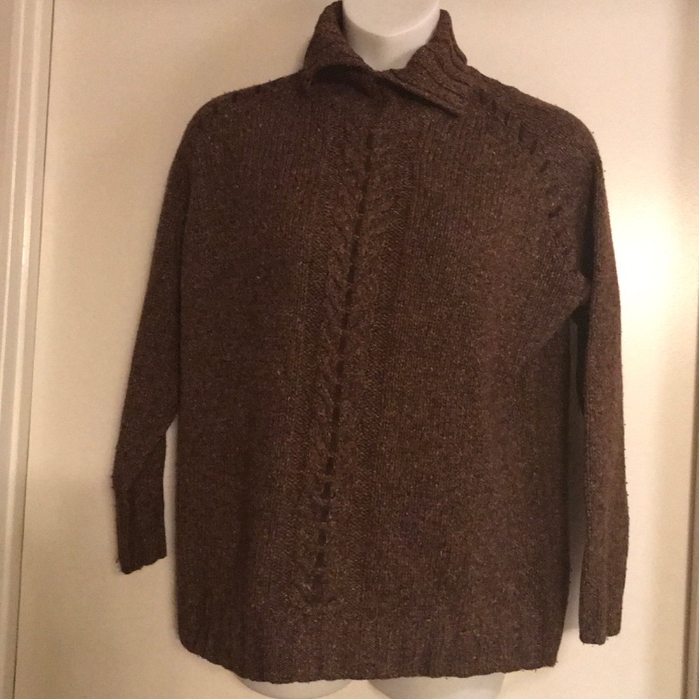 Large brown sweater with suede piping. Size L/G.
